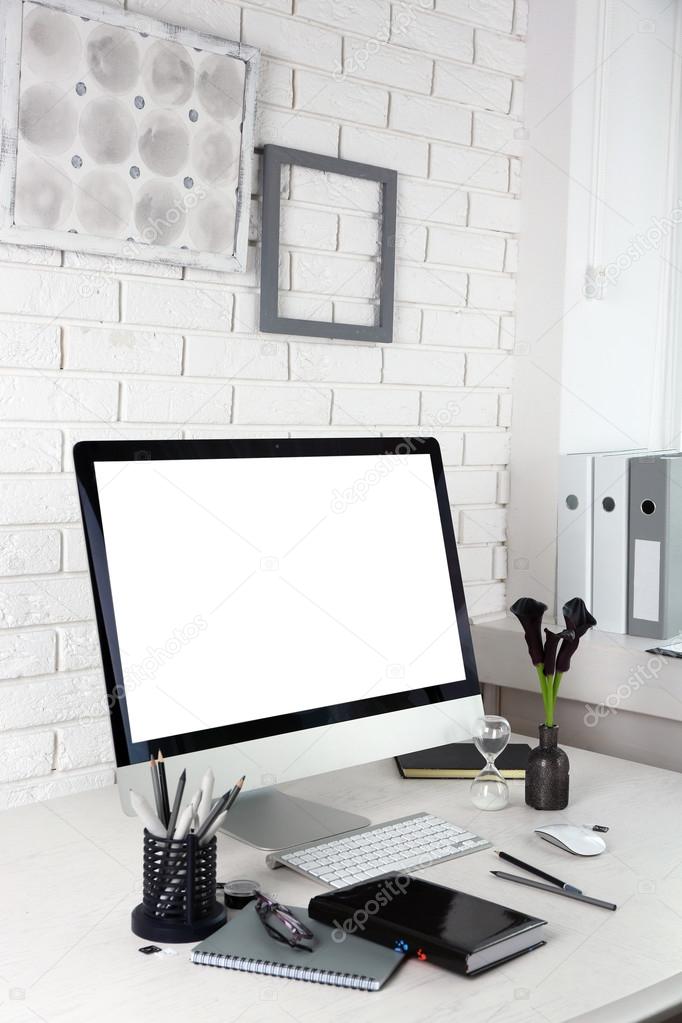 Stylish workplace with computer