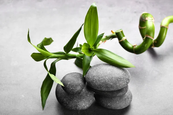 Hot spa stones with bamboo — Stock Photo, Image