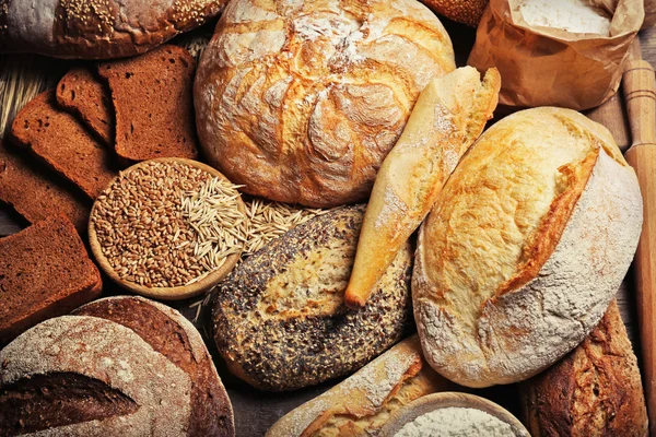Contexto do pão fresco assado, close-up — Fotografia de Stock