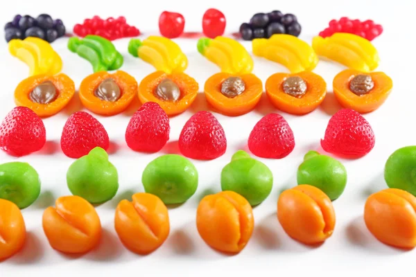 Conjunto de dulces de jalea de fruta coloridos forrados, primer plano —  Fotos de Stock