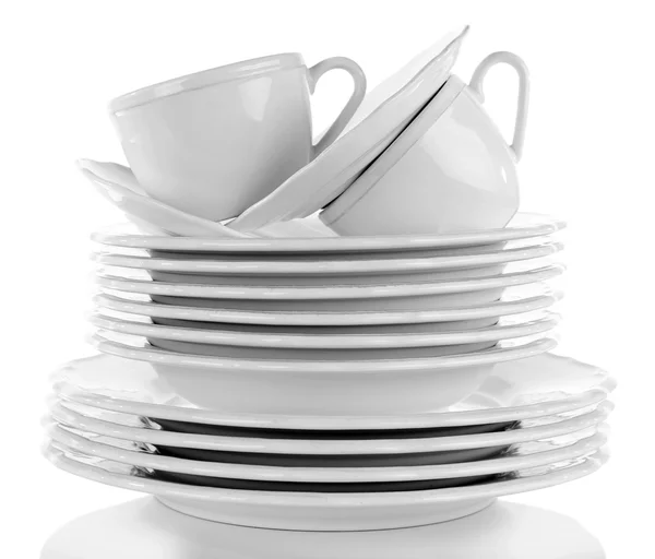 Stack of plates and cups — Stock Photo, Image