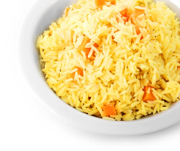 Piatto di riso vegetariano isolato su bianco — Foto Stock