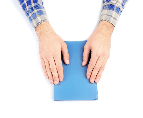 Man hands holding book — Stock Photo, Image