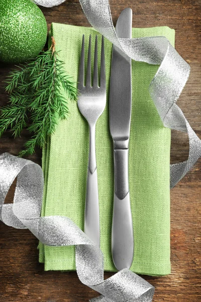 Christmas serving cutlery — Stock Photo, Image