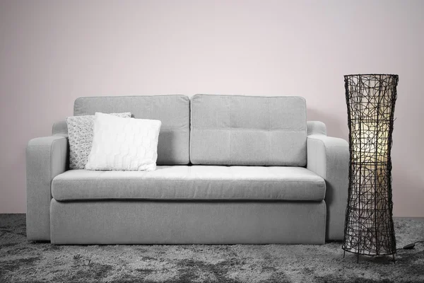 Grey comfortable sofa — Stock Photo, Image