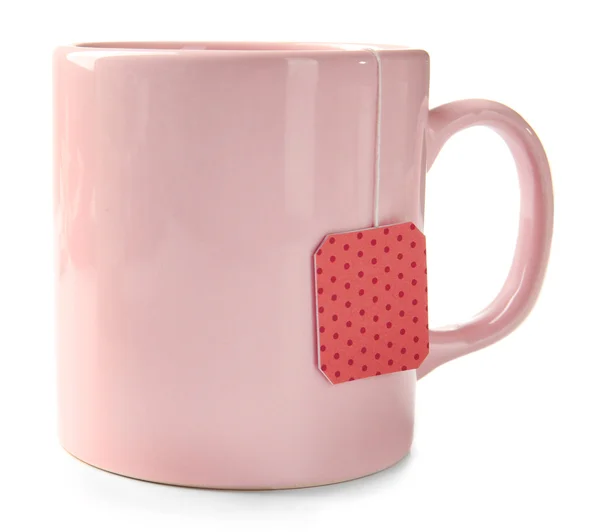 Roze kopje thee geïsoleerd op witte achtergrond — Stockfoto
