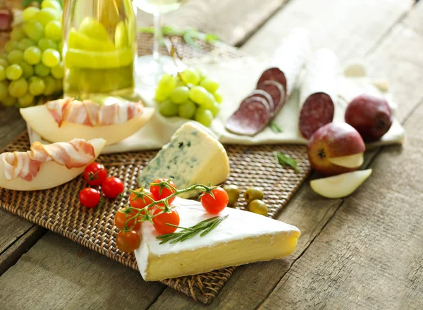 Still life with various types of Italian food and wine — Stock Photo, Image