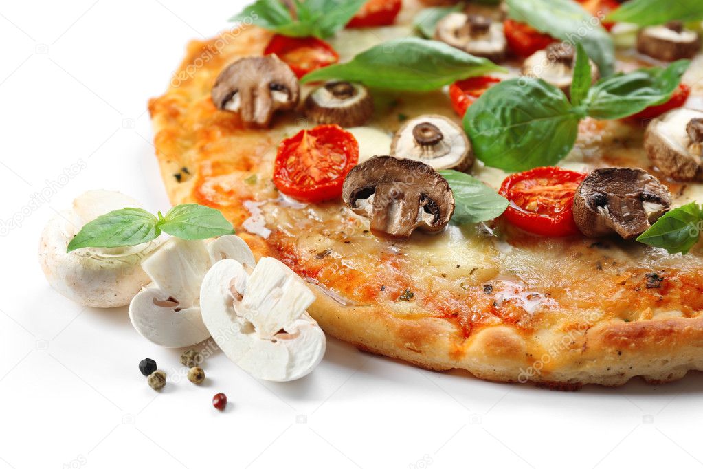 Delicious pizza and vegetables