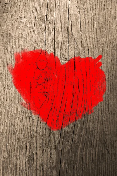 Corazón rojo pintado en la pared —  Fotos de Stock