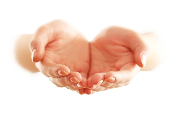 Empty female hands, isolated on white — Stock Photo, Image