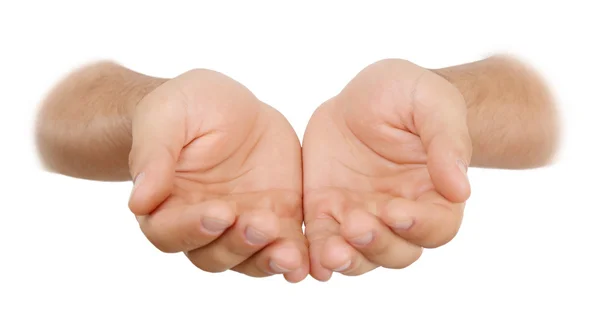 Beyaz izole boş erkek eller — Stok fotoğraf
