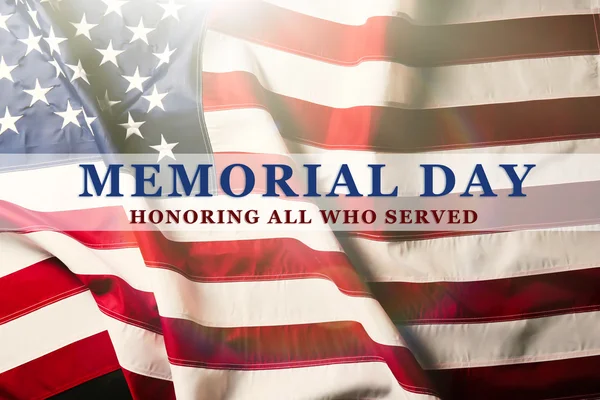 Memorial Day on American flag — Stock Photo, Image