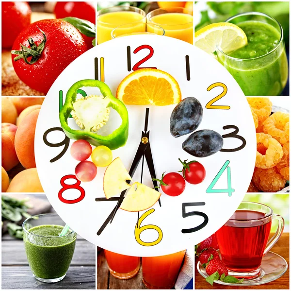 Food clock. Healthy food concept — Stock Photo, Image