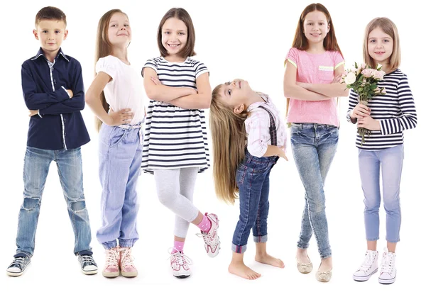 Niños Adorables Aislados Blanco — Foto de Stock