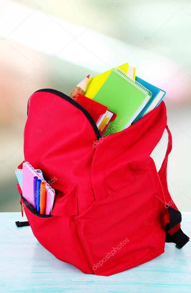 bag with school equipment