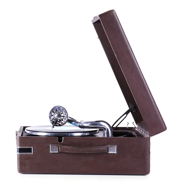 Stary gramofon na białym tle — Zdjęcie stockowe