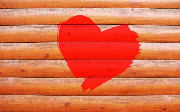 Coeur rouge peint sur le mur — Photo