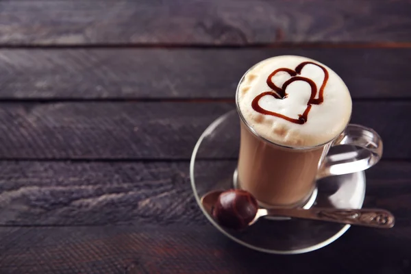 Café au lait en tasse en verre — Photo