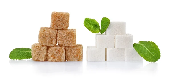Sugar cubes and stevia — Stock Photo, Image