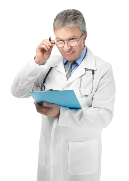 Doctor with stethoscope on background — Stock Photo, Image