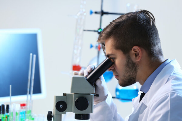 clinician studying  in laboratory