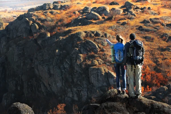 Man Woman Top Mountain — Stock Photo, Image