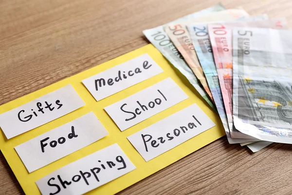 List of needs and cash — Stock Photo, Image