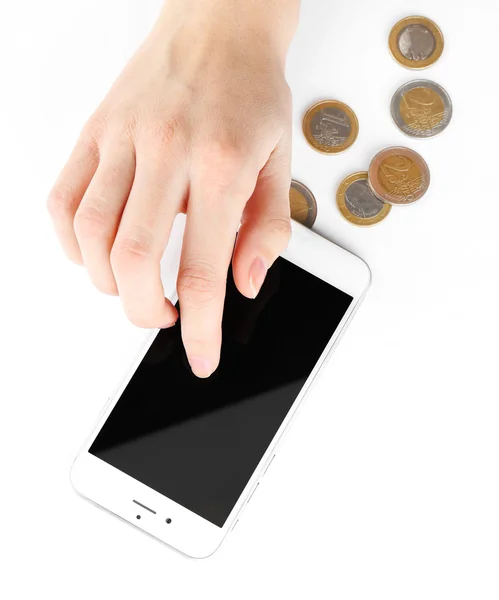 Hand med smart telefon — Stockfoto