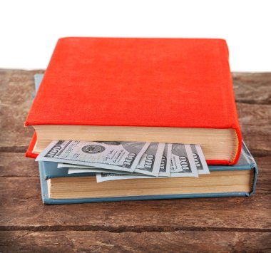 İç içe geçmiş Doları banknot ile kitapları