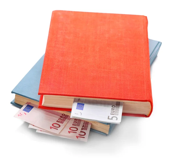 Books with nested euro banknotes — Stock Photo, Image