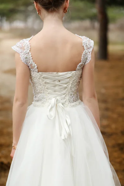 Beautiful bride standing back — Stock Photo, Image