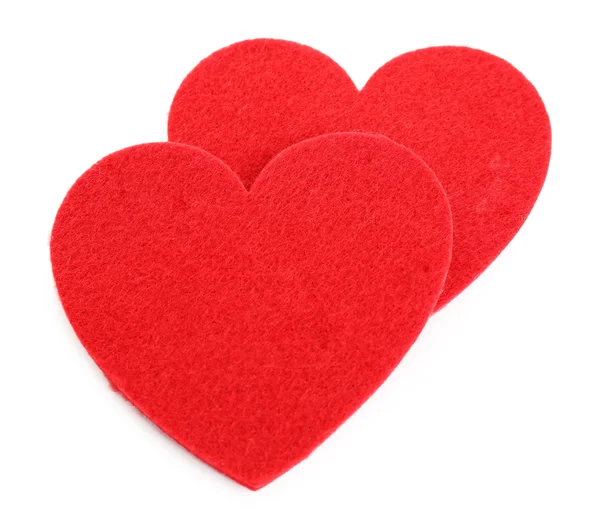 Red felt hearts — Stock Photo, Image