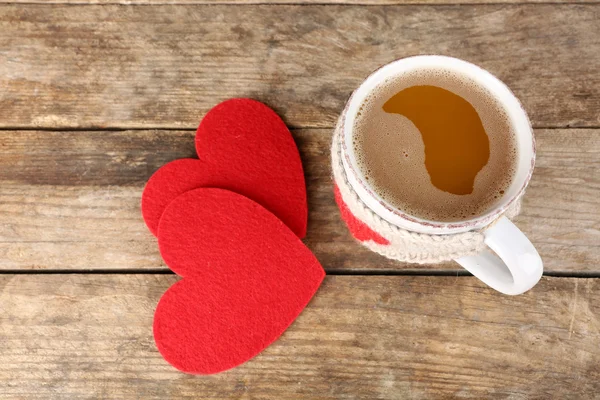 Red felt hearts — Stock Photo, Image