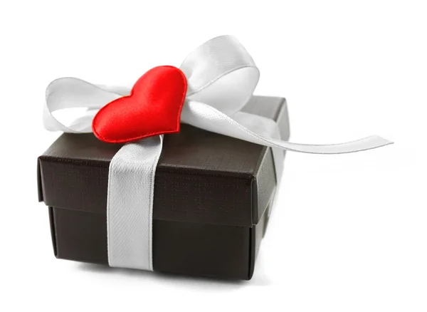 Gift box and decorative heart — Stock Photo, Image