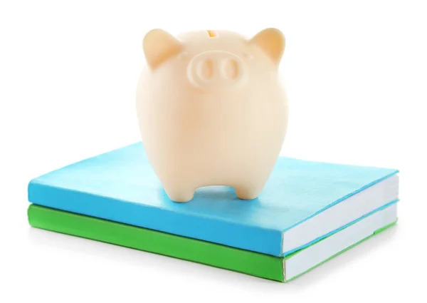 Piggy bank on top of books — Stock Photo, Image