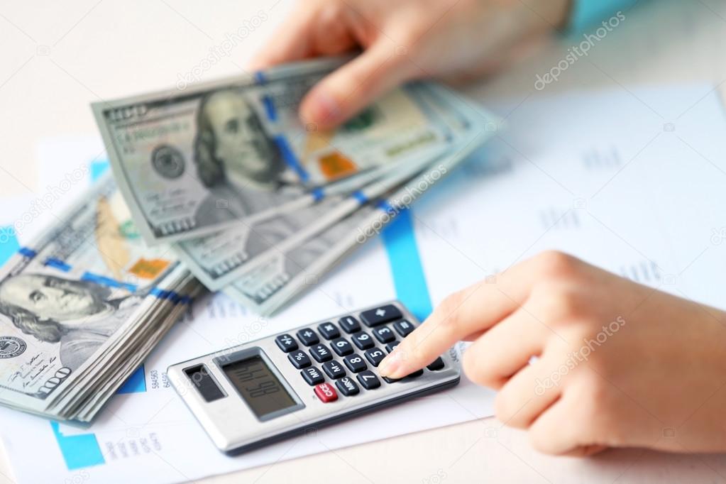 Woman counting money 