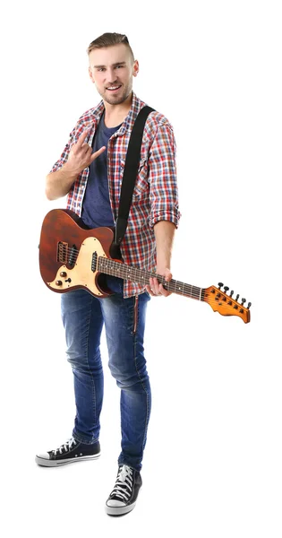 Молодий музикант з гітарою — стокове фото