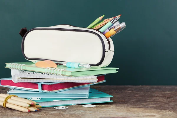 Pencil case with various stationery — Stock Photo, Image