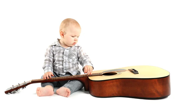 Carino bambino con la chitarra — Foto Stock