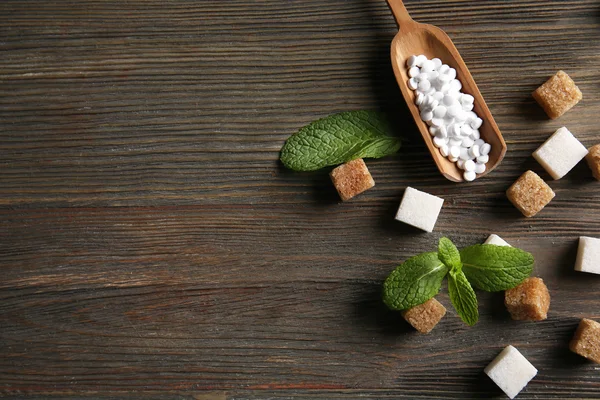 Kostky cukru a stevia — Stock fotografie