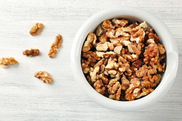 Walnut kernels in the bowl — Stock Photo, Image