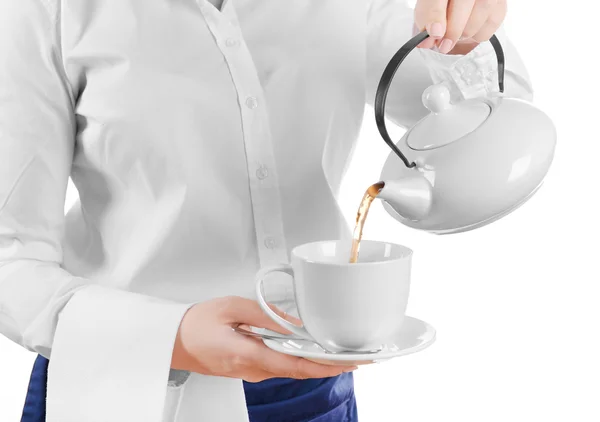Waiter pouring tea — Stock Photo, Image