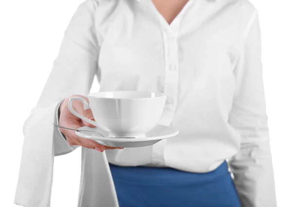 Cameriere con tazza di tè — Foto Stock