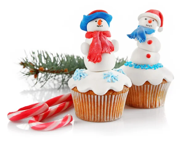 Cupcakes de Noël isolés sur blanc — Photo