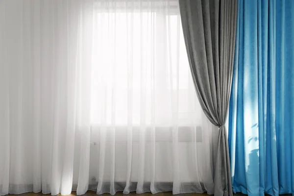 Blue and grey curtains — Stock Photo, Image