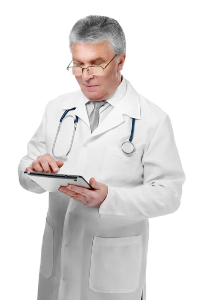 Médecin avec stéthoscope sur fond — Photo