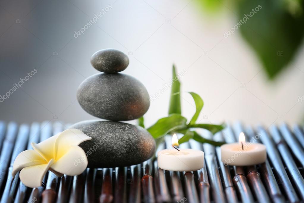 Spa stones with candles