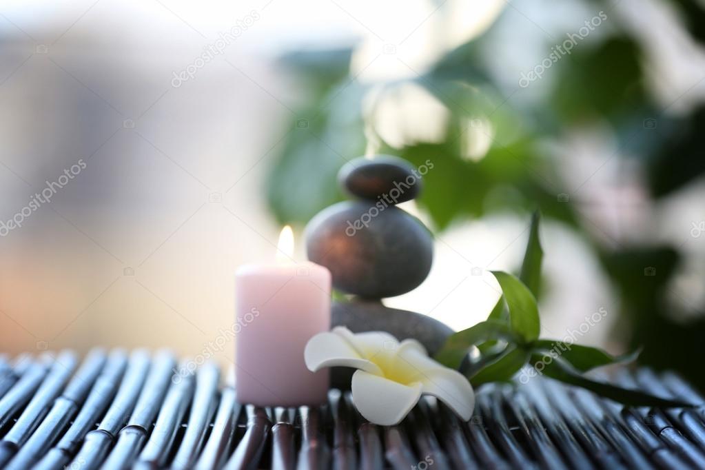 Spa stones with candle