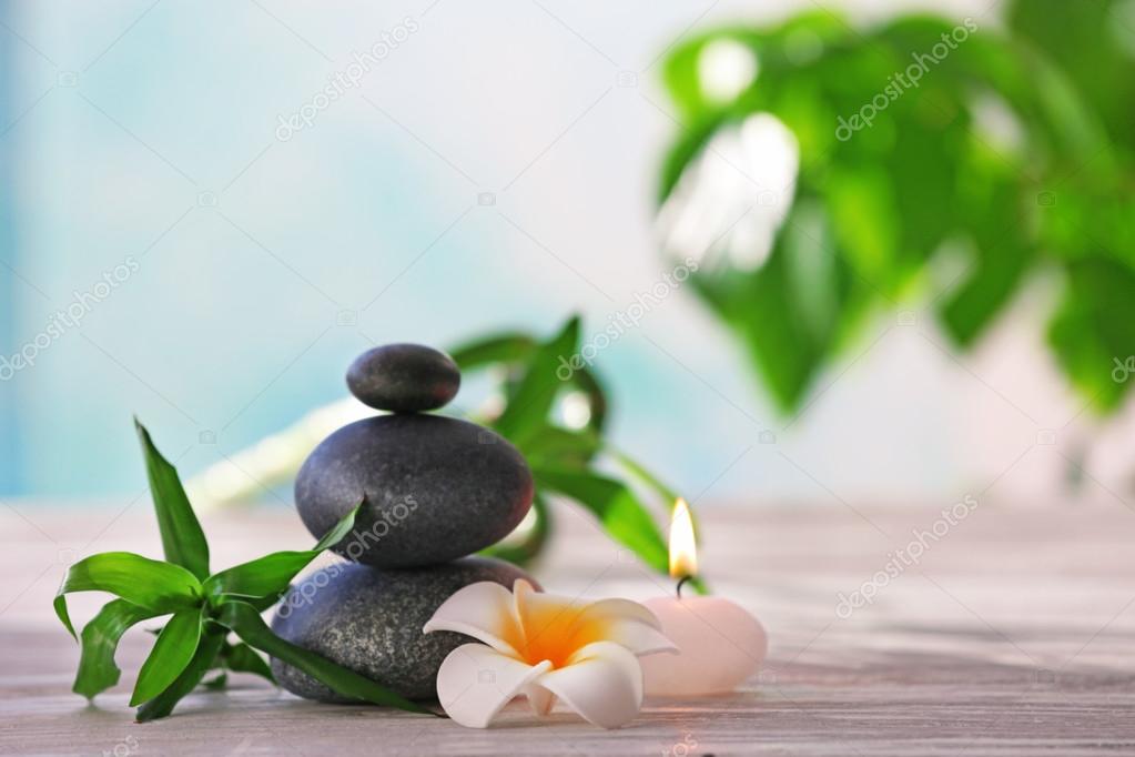 Spa stones with candle