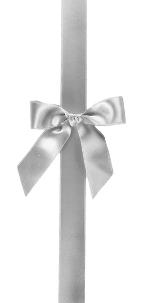 Gray ribbon with bow — Stock Photo, Image
